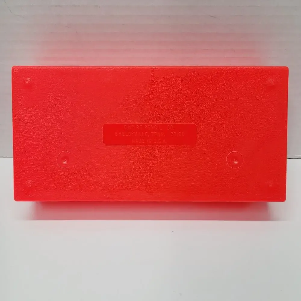 Vtg 80s Chef Boyardee Advertisement Neon Orange Plastic Crayon Pencil Box Case